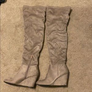 Over the knee wedge boots